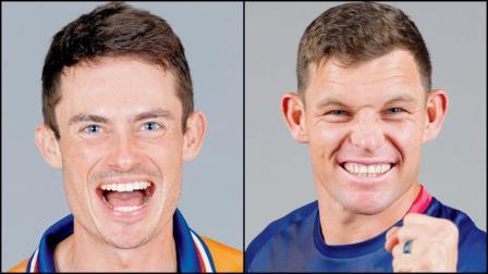 નેધરલૅન્ડ્સનો કૅપ્ટન સ્કૉટ એડવર્ડ્‌સ, નામિબિયાનો કૅપ્ટન ગેરહાર્ડ ઍરાસ્મસ