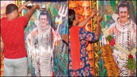 ફૅને રજનીકાન્તની તસવીરની કરી શિવપૂજા