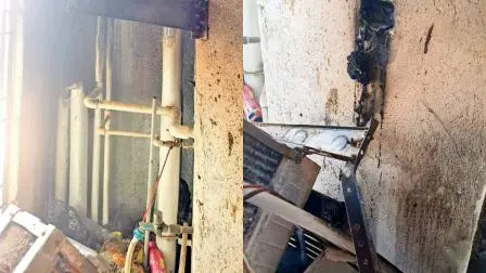 આગમાં નુકસાન પામેલો શિવનગર સોસાયટીનો ફ્લૅટ