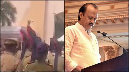 વાયરલ વીડિયોમાંથી સ્ક્રીન શૉટ અને અજીત પવાર (તસવીર: સોશિયલ મીડિયા)