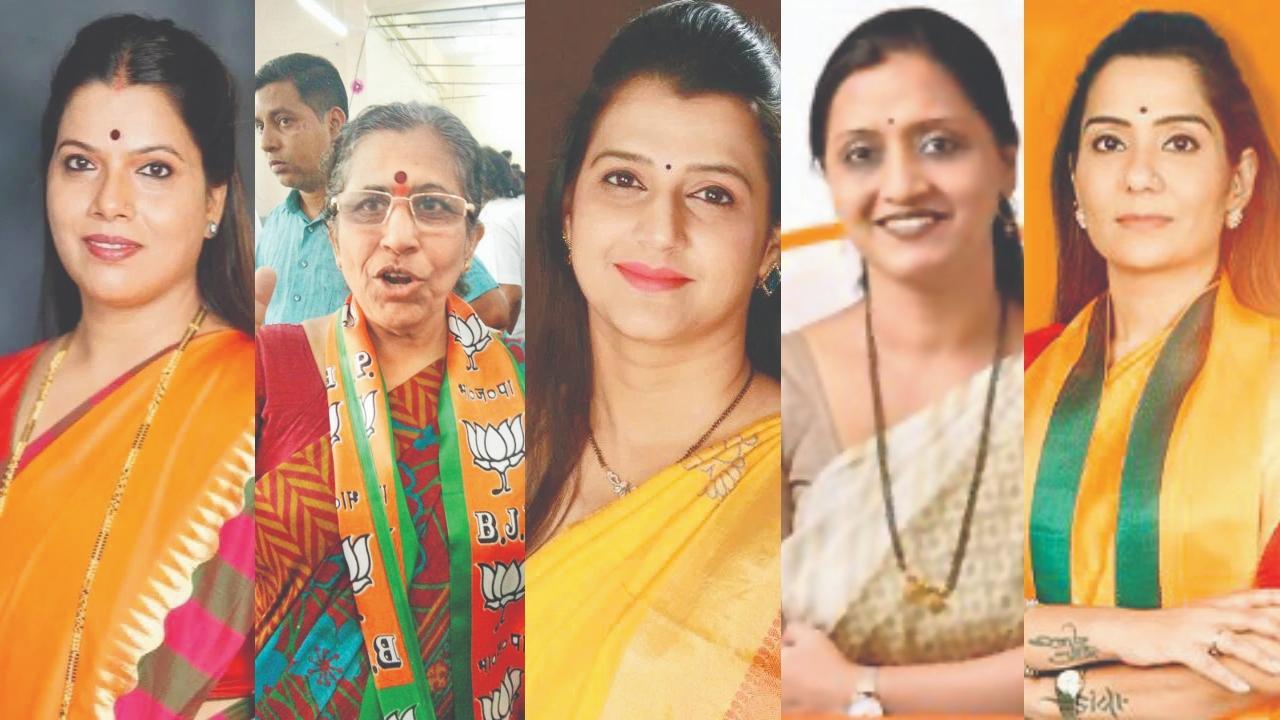 (ડાબેથી) રિતુ તાવડે, અલકા કેરકર, તેજસ્વી ઘોસાળકર, રાજેશ્રી શિરવડકર, શીતલ ગંભીર