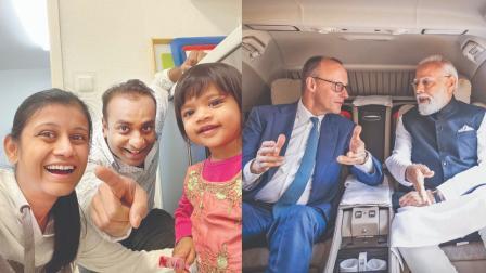 અરિહા તેનાં મમ્મી-પપ્પા ધરા અને ભાવેશ શાહ સાથે. ગઈ કાલે અમદાવાદમાં જર્મન ચાન્સેલર ફ્રેડરિક મર્ઝ સાથે નરેન્દ્ર મોદી.