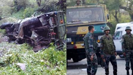 સૈન્ય વાહન 200 ફૂટ નીચે ખીણમાં પડ્યું (તસવીર સૌજન્ય: સોશિયલ મીડિયા)