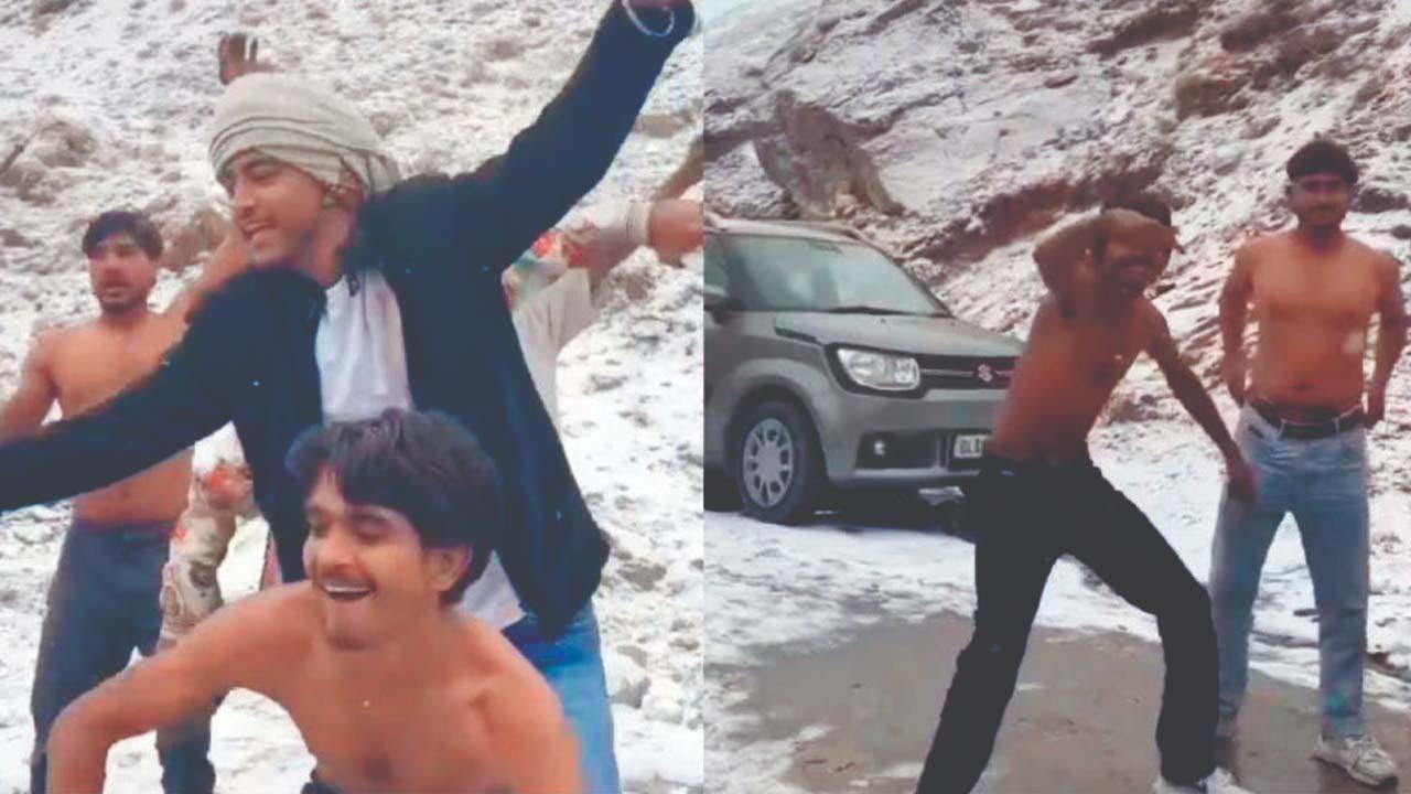 બર્ફીલા કુદરતી સૌંદર્ય વચ્ચે છાકટા થઈને નાચતા યુવાનો પર સ્થાનિકો ગુસ્સામાં