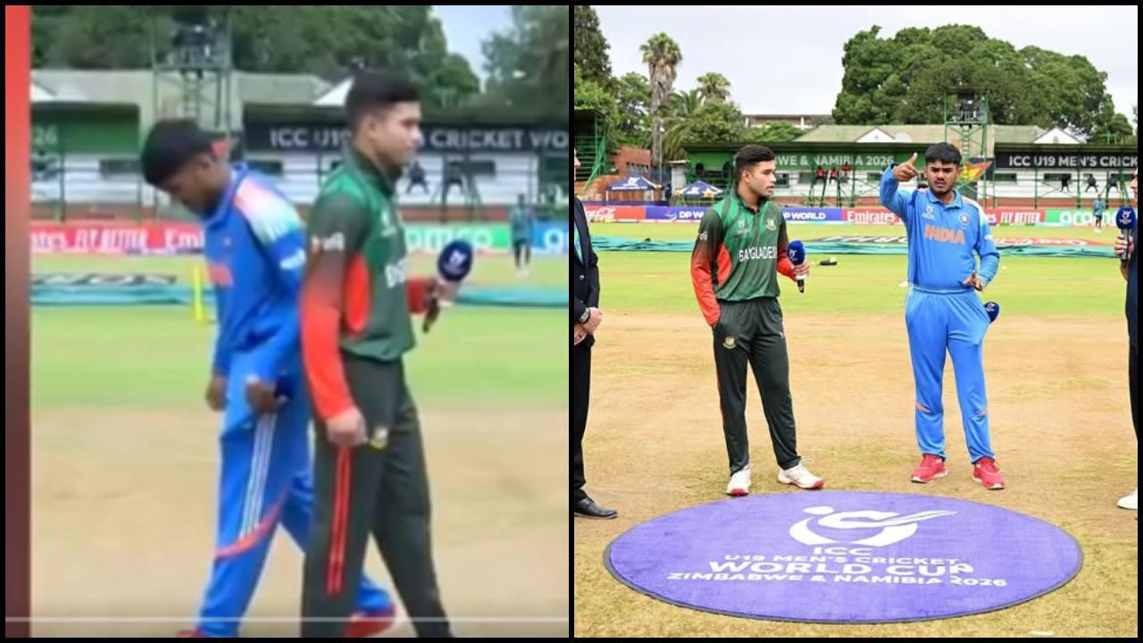 ભારત અંડર-19 કૅપ્ટન આયુષ મ્હાત્રે અને બાંગ્લાદેશ અંડર-19 વાઇસ કૅપ્ટન જવાદ અબરાર