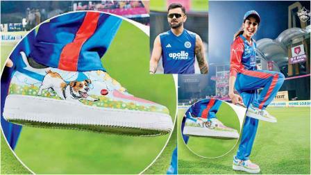 મૅચમાં જેમિમા રૉડ્રિગ્સે પોતાના પાલતુ ડૉગ જેડના ચિત્રવાળાં રંગીન શૂઝ પહેર્યાં હતાં
