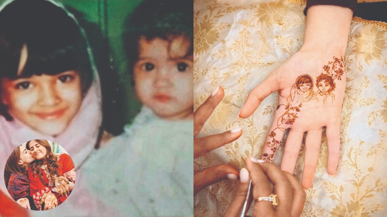 નાની બહેન સાથેનો બાળપણનો લુક મેંદીમાં બનાવડાવ્યો ક્રિતી સૅનને