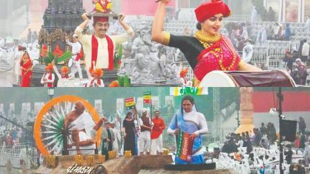 રિહર્સલ દરમ્યાન જોવા મળેલા મહારાષ્ટ્ર અને ગુજરાતના ટૅબ્લો.