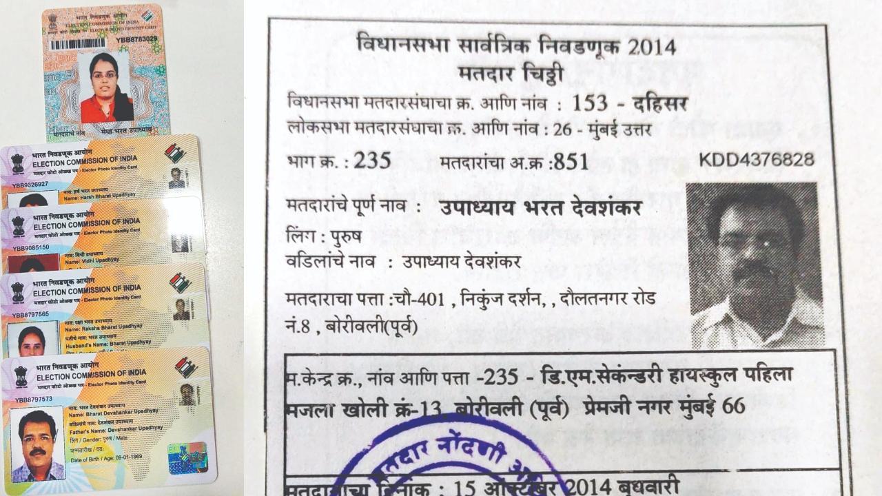 ભરતભાઈ અને તેમના ફૅમિલી-મેમ્બરનાં મતદાર-કાર્ડ અને અગાઉની ચૂંટણીઓમાં મત આપ્યાની  રસીદ.