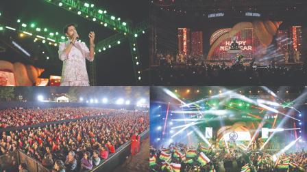 ગાયક જૈનમ વારિયા, ભવ્ય સ્ટેજ પર રાષ્ટ્રધ્વજ અને જૈન ધર્મધ્વજ, ભક્તિ સંધ્યાને માણી રહેલી યુવાનોની મેદની તેમજ હૅપી‌ નેમ યર મનાવ્યું ત્યારે આકાશમાંથી જાણે ગિરનારથી નેમિનાથ ભગવાન પધાર્યા હોય એવું દૃશ્ય સર્જાયું હતું.