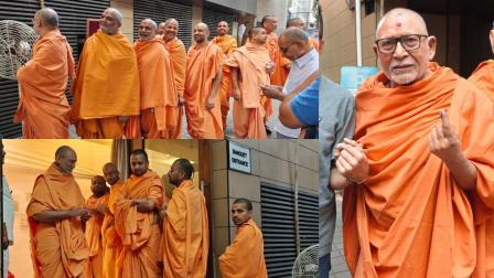 દાદર બીએપીએસ સ્વામિનારાયણ મંદિરના મહંત પૂજ્ય ભક્તિપ્રિય સ્વામી અને અન્ય સંતો મતદાન માટે મતદાનમથકે પહોંચ્યા હતા