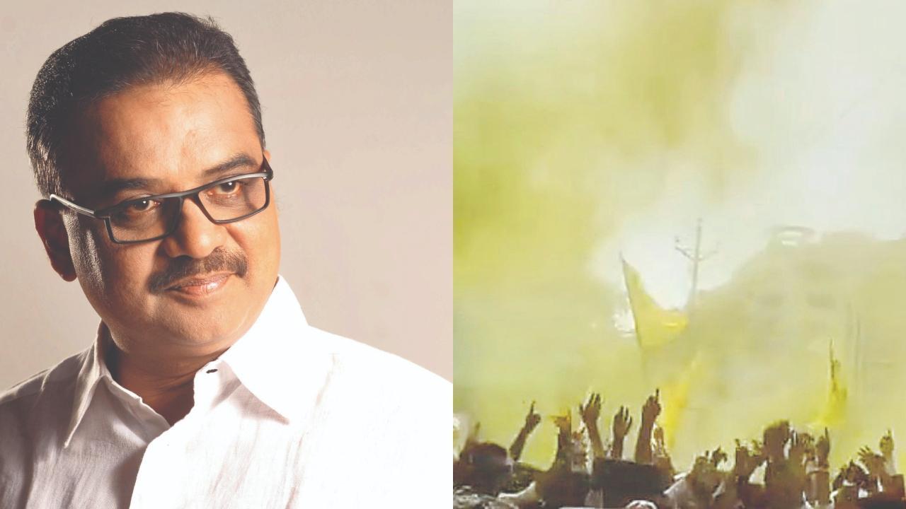 હિતેન્દ્ર ઠાકુર અને ગઈ કાલે વિરારમાં ભવ્ય ઉજવણી કરતા BVAના કાર્યકરો