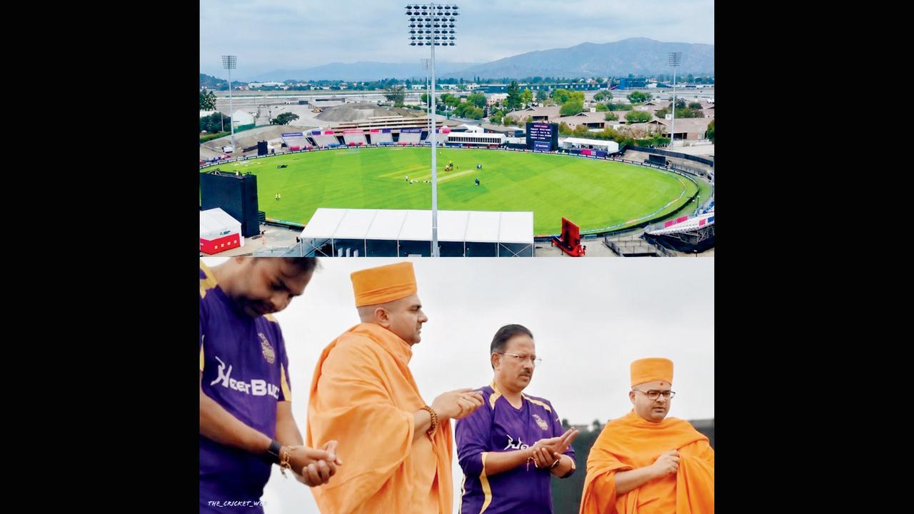 સ્વામીનારાયણ સંપ્રદાયના સંતોએ પહેલી મૅચ પહેલાં મેદાન પર પૂજા-વિધિ કરી હતી.
