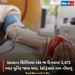 રકતદાન શિબિરમાં એક જ દિવસમાં 3,471 બ્લડ યુનિટ જમા થયા, રેકોર્ડ્સમાં નામ નોંધાયું