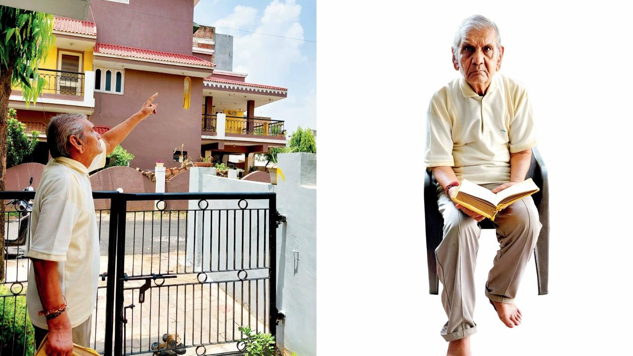આકાશ બતાવી રહેલા અંબારામ પટેલ. તસવીરો : શૈલેષ નાયક
