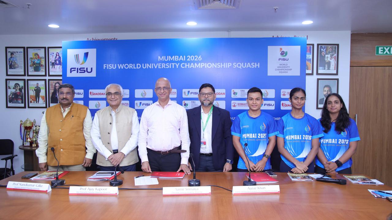 મુંબઈ: સોમૈયામાં યોજાશે 2026 FISU વર્લ્ડ યુનિવર્સિટી સ્ક્વૉશ ચૅમ્પિયનશિપ