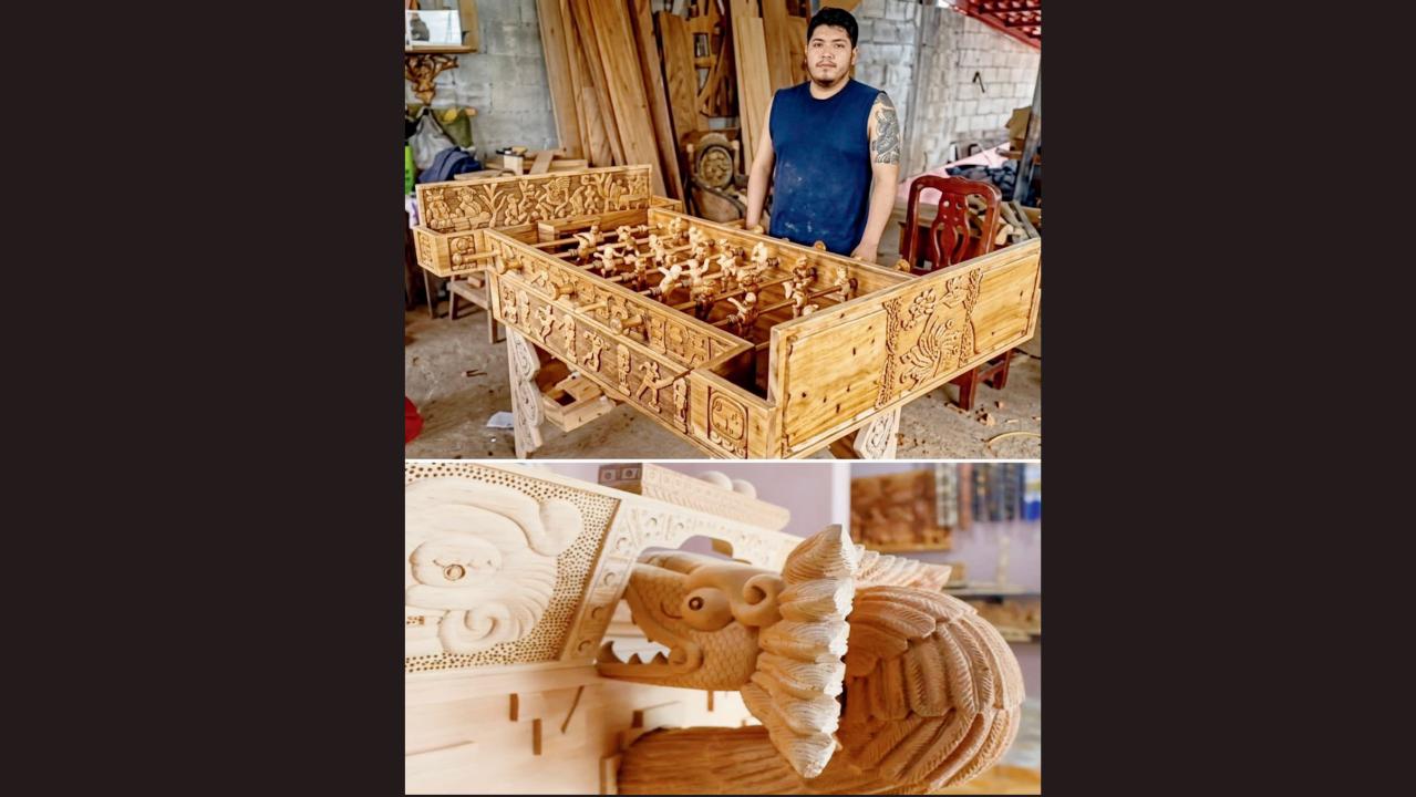 મેક્સિકોના આ કલાકારે ૬ મહિના મહેનત કરી લાકડાથી ફુટબૉલ-ટેબલ બનાવ્યું