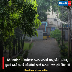 Mumbai Rains: ઝાડ પડતાં વધુ બેના મોત, કુર્લા અને આરે કોલોમાં થઈ ઘટના, જાણો વિગતો