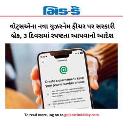 વૉટ્સઍના નવા યુઝરનેમ ફીચર પર સરકારી બ્રેક, ૩ દિવસમાં સ્પષ્ટતા આપવાનો આદેશ