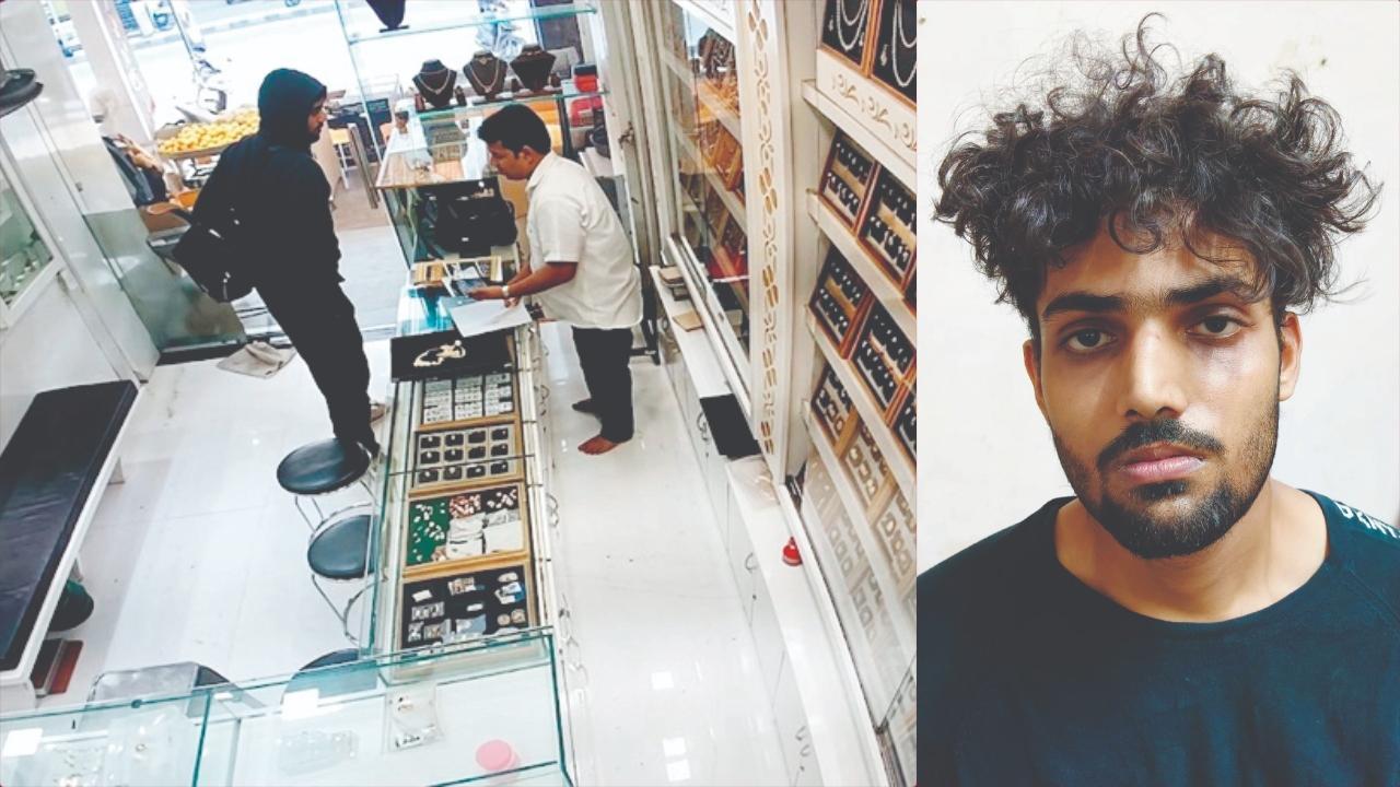 રૂપલક્ષ્મી જ્વેલર્સમાં ખરીદી કરવા આવેલો આરોપી મોહમ્મદ જમાન હનીફ સૈયદ.