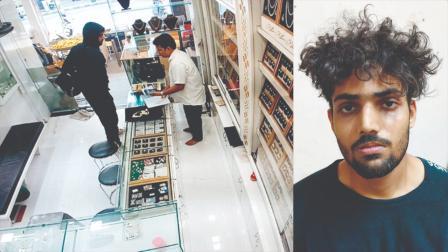 રૂપલક્ષ્મી જ્વેલર્સમાં ખરીદી કરવા આવેલો આરોપી મોહમ્મદ જમાન હનીફ સૈયદ.