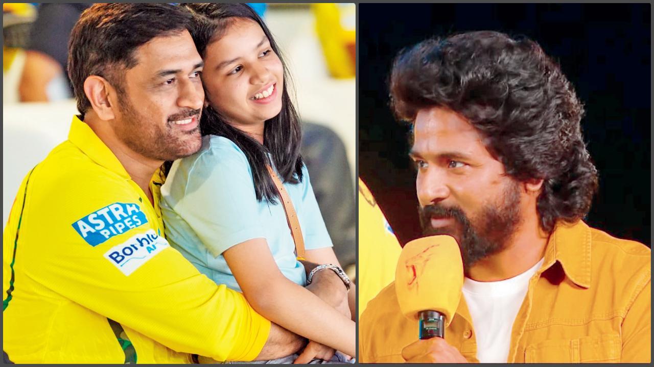 દીકરી ઝિવા સાથે ધોની અને ઍક્ટર શિવકાર્તિકેય.