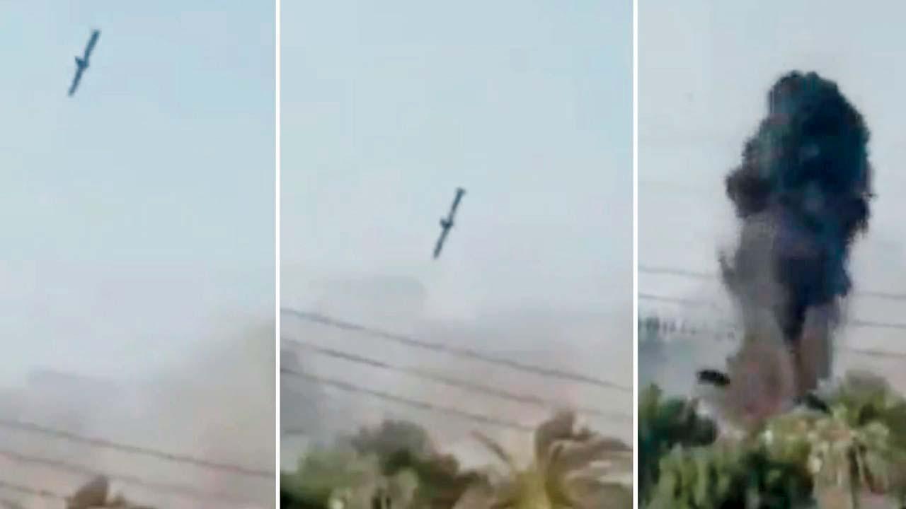 તેહરાનની મેહર ન્યુઝ એજન્સીએ બહાર પાડેલા મિનાબની સ્કૂલ પર થયેલા હુમલાનાં ફુટેજમાં અમેરિકાની ટૉમહૉક મિસાઇલ.