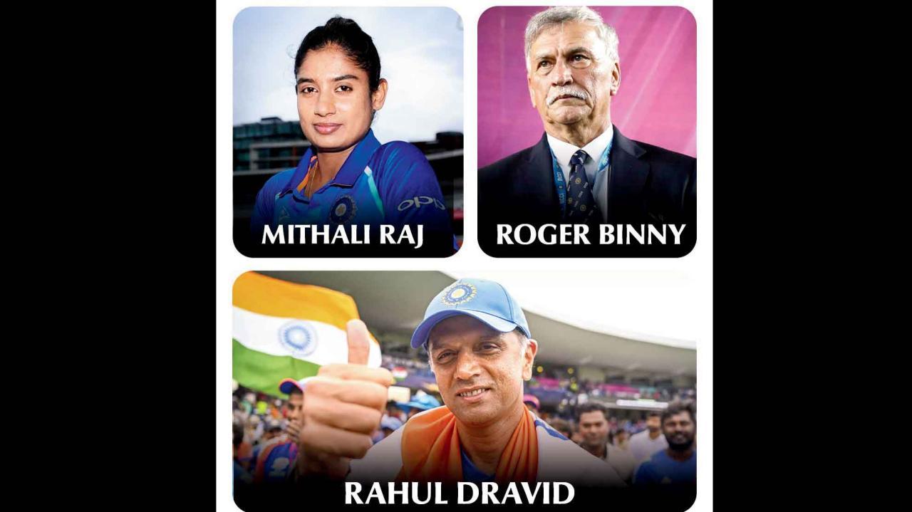  રાહુલ દ્રવિડ, મિતાલી રાજ, રૉજર બિન્ની