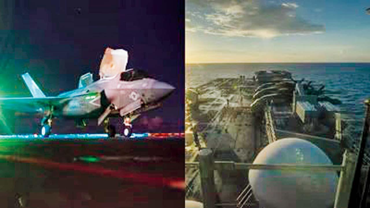 સેન્ટકૉમ દ્વારા શૅર કરાયેલી ઇમેજમાં મરીન સીહૉક હેલિકૉપ્ટર, ઓસ્પ્રે ટ્રાન્સપોર્ટ ઍરક્રાફ્ટ અને F-35 ફાઇટર જેટ સાથે સંપૂર્ણ લડાયક ગિયરમાં જોવા મળી રહ્યાં છે