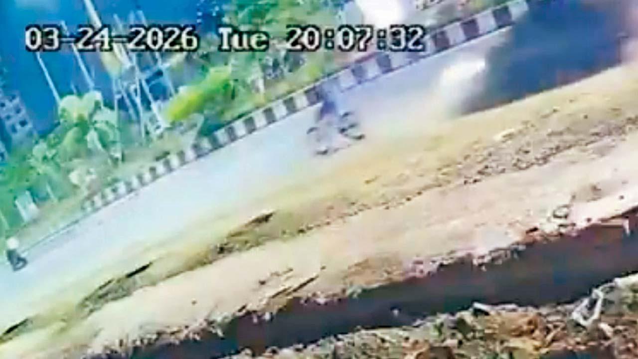 સાઇકલ પર જઈ રહેલા શ્રીનિવાસ તાંદળે અને પાછળ આવતી કાર.