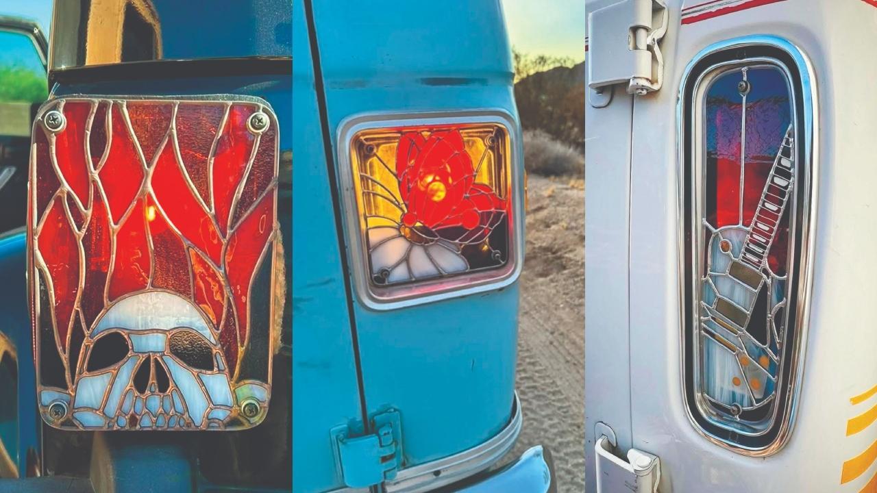 આર્ટિસ્ટ ભાઈ રંબગેરંગી ટેઇલ લાઇટમાં પડેલી તિરાડોને પોતાની આગવી રીતે સજાવે છે