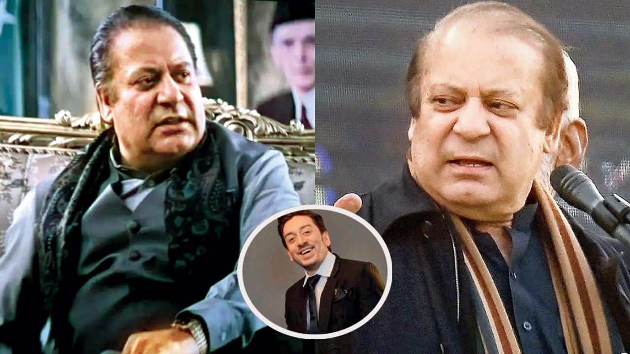 ‘ધુરંધર : ધ રિવેન્જનો નવાબ શફીક (ડાબે), નવાઝ શરીફ (જમણે) અને ઇનસાઇડમાં મશહૂર અમરોહી