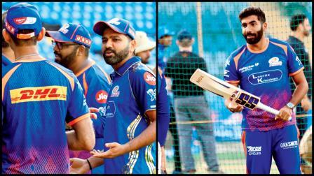 ગઈ કાલે વાનેખેડે સ્ટેડિયમમાં પ્રૅક્ટિસ-સેશન દરમ્યાન રોહિત શર્મા અને જસપ્રીત બુમરાહ. તસવીરો : અતુલ કાંબળે