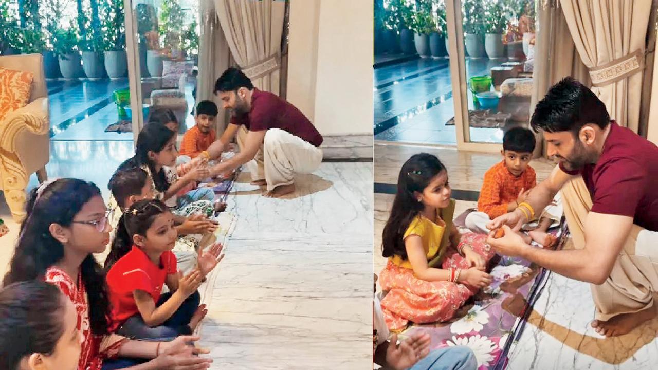 અષ્ટમીએ કપિલ શર્માએ ઘરે કર્યું કન્યાપૂજન