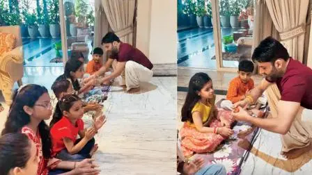 અષ્ટમીએ કપિલ શર્માએ ઘરે કર્યું કન્યાપૂજન