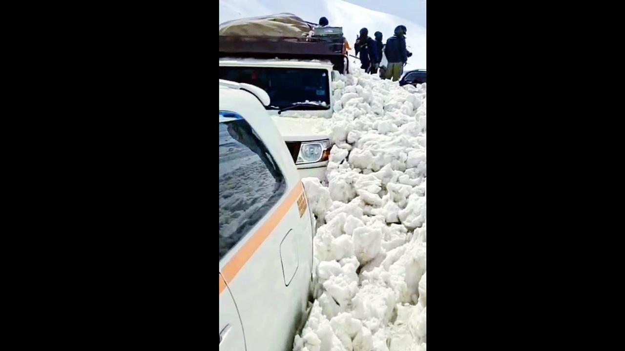 લદ્દાખમાં અનેક વાહનો બરફમાં દટાયાં