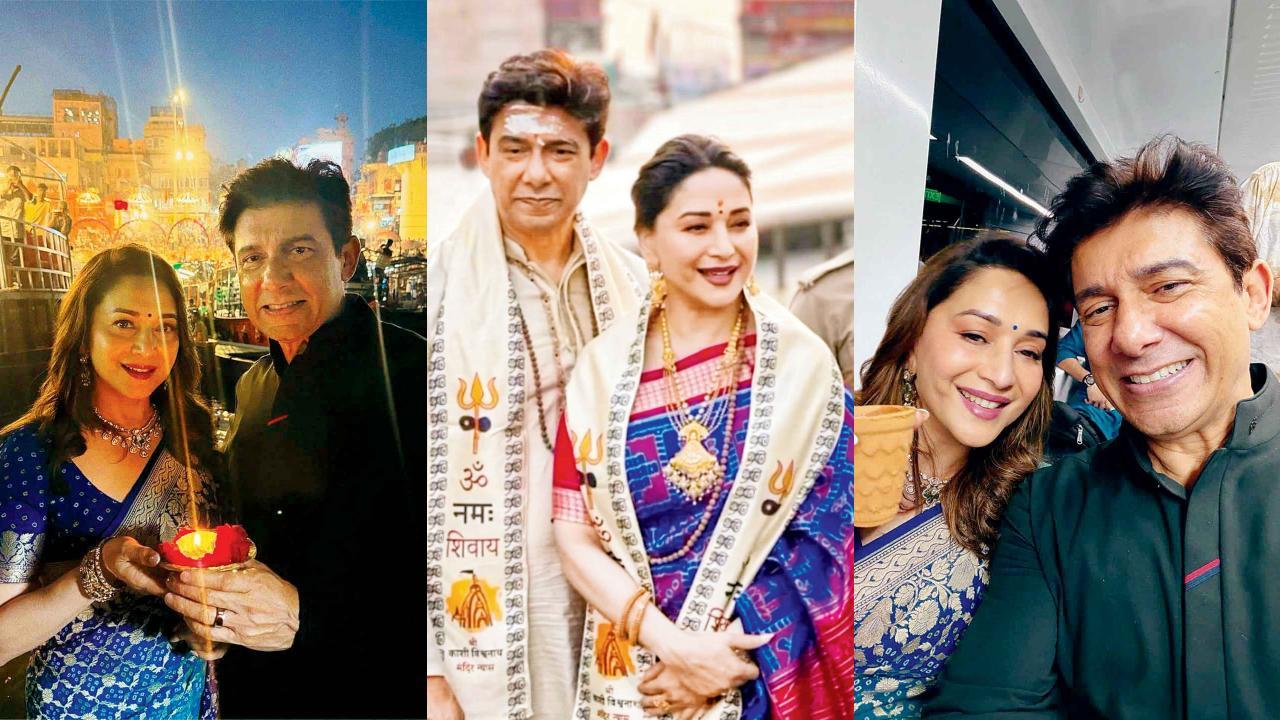 રામનવમીના અવસરે માધુરી દીક્ષિતે પતિ શ્રીરામ નેને સાથે લીધી વારાણસીની મુલાકાત