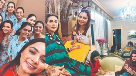 બહેન ચિન્કી અને ટીમ સાથે સોના મિસ્ત્રીનો સેલ્ફી, સુનીતા કપૂરને મેંદી મૂકતી સોના અને ક્રિતી સૅનનના હાથમાં મેંદી મૂકતી સોના.