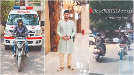 ૧૮ માર્ચે એક ઍમ્બ્યુલન્સની આગળ ટ્રાફિક ક્લિયર કરતો ચિરાગ ધરોડ