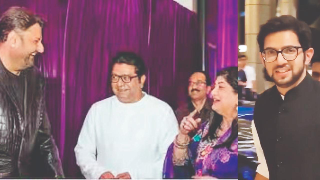 મોહિત કંબોજની પાર્ટીમાં રાજ ઠાકરે અને આદિત્ય ઠાકરે.