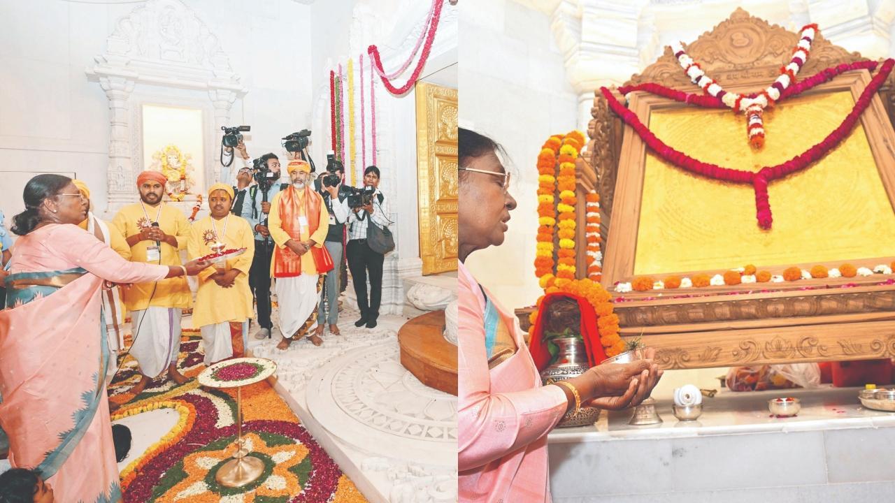 ગઈ કાલે ચૈત્ર નવરાત્રિના પ્રારંભે રાષ્ટ્રપતિ દ્રૌપદી મુર્મુએ અયોધ્યામાં રામલલાની આરતી ઉતારી હતી અને પછી અભિજિત મુહૂર્તમાં બીજા માળ પર શ્રીરામ યંત્રની સ્થાપના અને પૂજા કરી હતી.