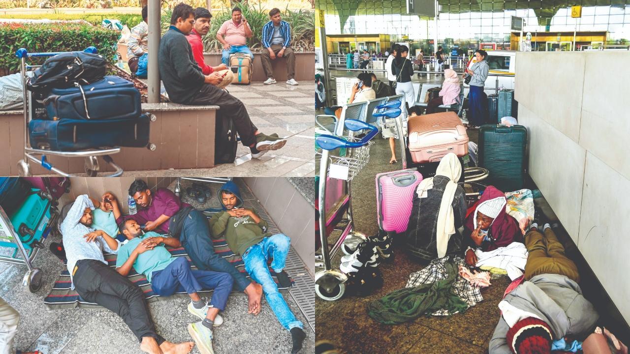 ફ્લાઇટ વિશે કોઈ પણ સ્પષ્ટતા ન થતાં અનેક મુસાફરો મુંબઈ ઍરપોર્ટ પર અટવાઈ ગયા હતા.