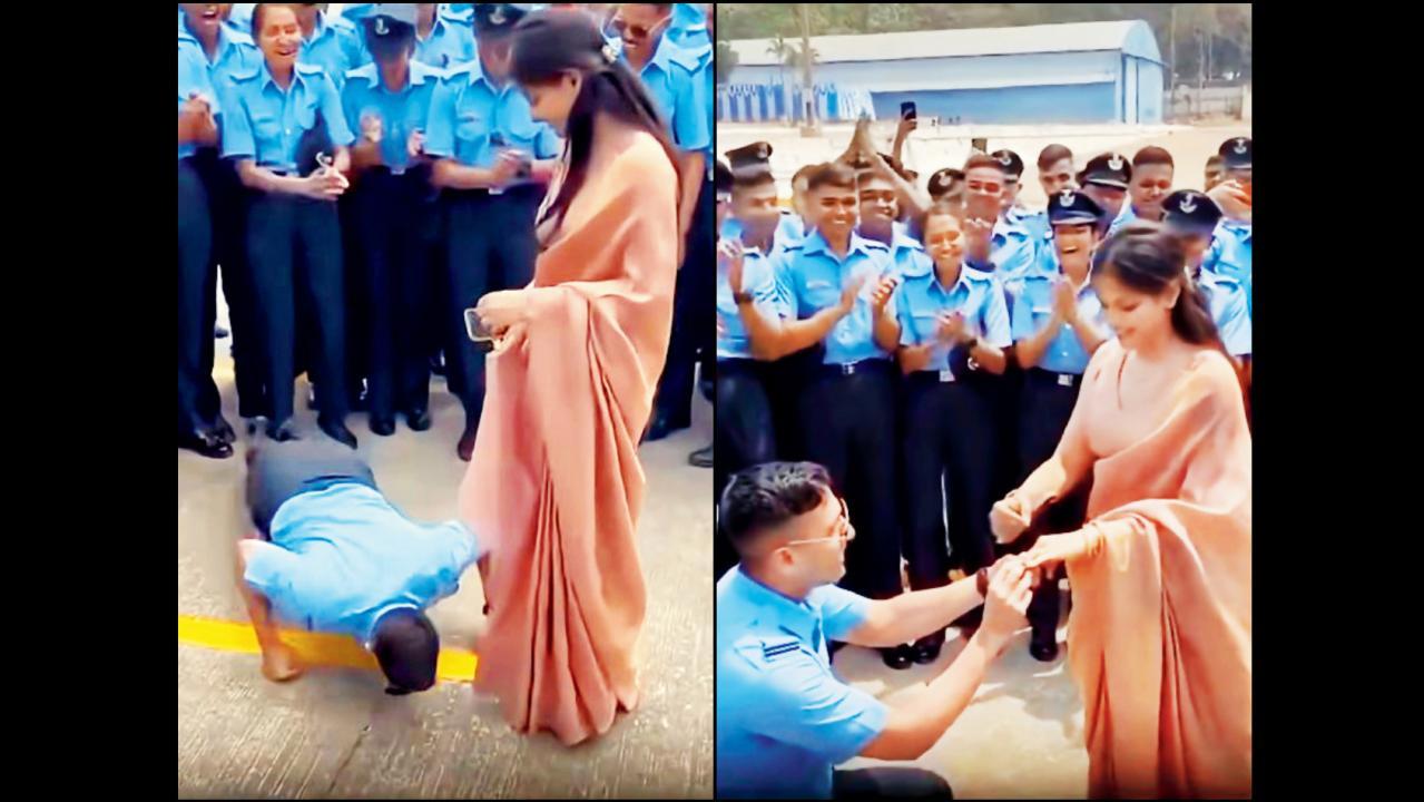 ઍરફોર્સના ઑફિસરે નકલ પુશઅપ્સ કરીને ગર્લફ્રેન્ડને પ્રપોઝ કર્યું