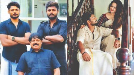 પપ્પા વિશ્વનાથ અને ભાઈ સૅલી સાથે. પત્ની ચારુલતા સાથે.