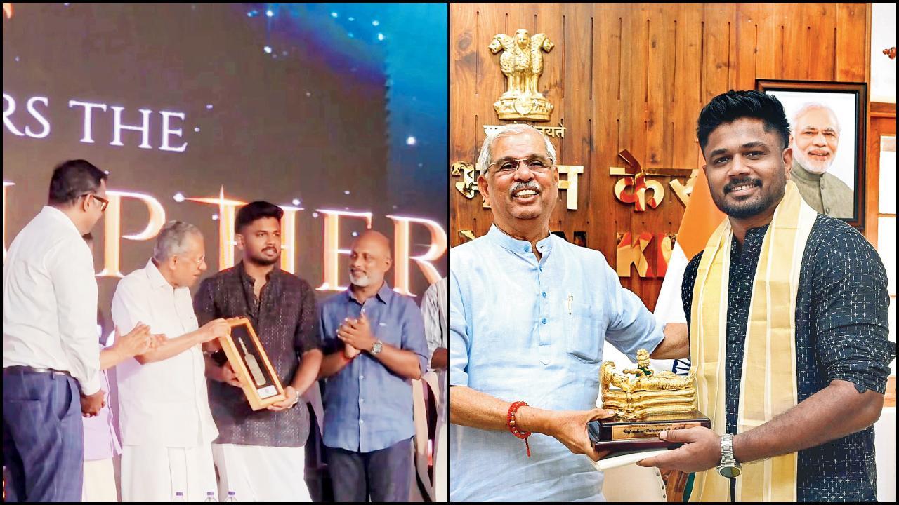 સંજુને સ્પેશ્યલ બૅટ આપીને સન્માનિત કર્યો કેરલમના મુખ્ય પ્રધાન પિનરાઈ વિજયને અને કેરલમના રાજ્યપાલે ભગવાન પદ્‍મનાભસ્વામીની મૂર્તિ ગિફ્ટ આપી હતી સંજુ સૅમસનને