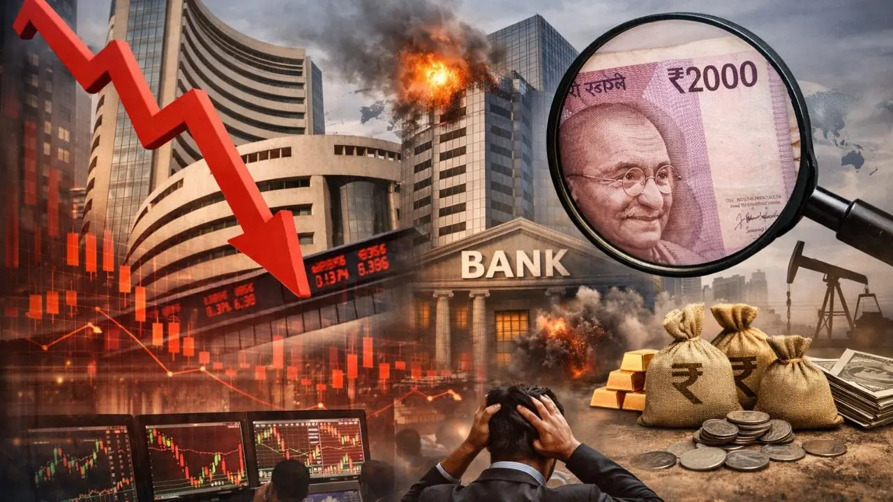 ગુઢીપાડવાના દિવસે શૅરબજારમાં ૨૪૯૭ પૉઇન્ટનો કડાકો, રૂપિયો નવા તળિયે 