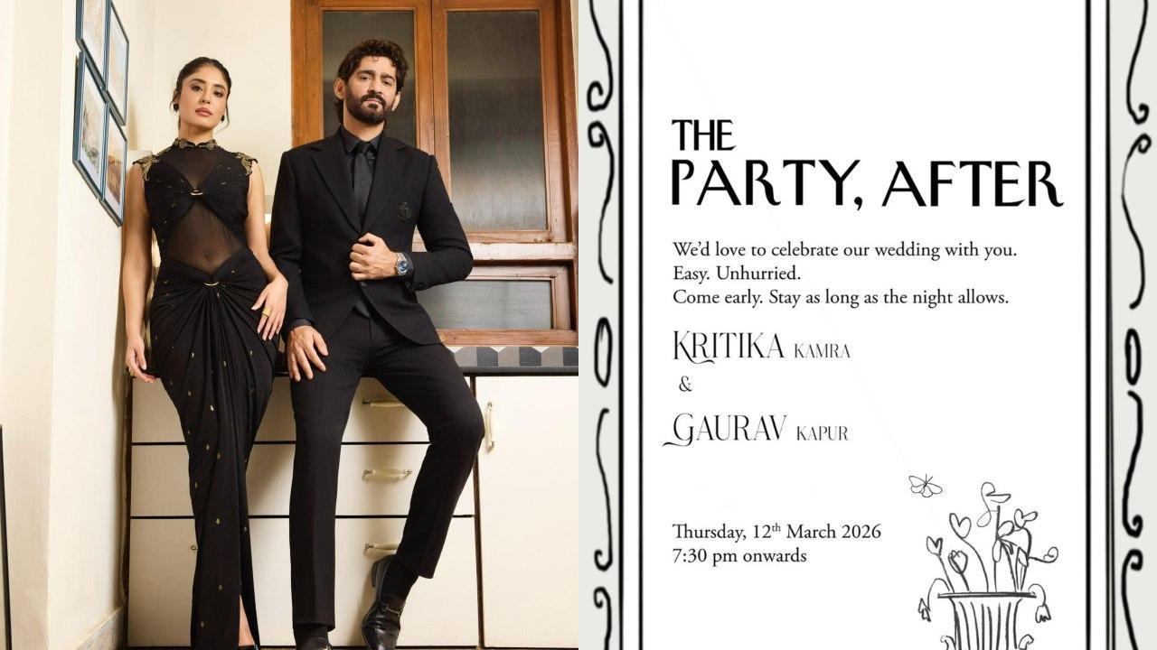 કૃતિકા કામરા અને ગૌરવ કપૂર વેડિંગ ઇન્વાઇટ