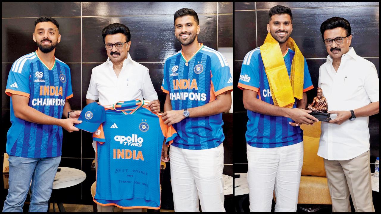 તામિલનાડુના મુખ્ય પ્રધાનને મળ્યા વર્લ્ડ કપ ચૅમ્પિયન્સ વરુણ અને વૉશિંગ્ટન