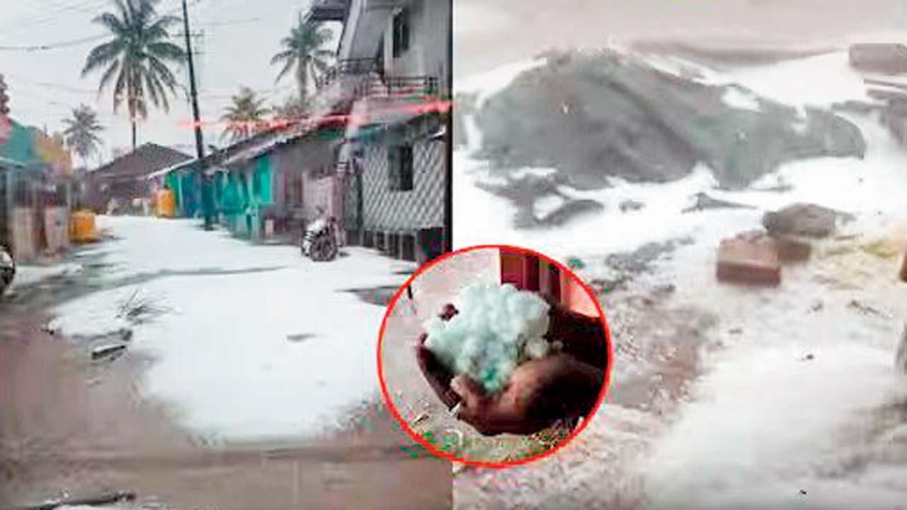 ધારવાડ અને ધારાશિવમાં પડેલા કરા.