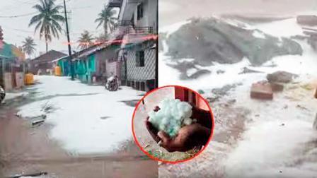 ધારવાડ અને ધારાશિવમાં પડેલા કરા.